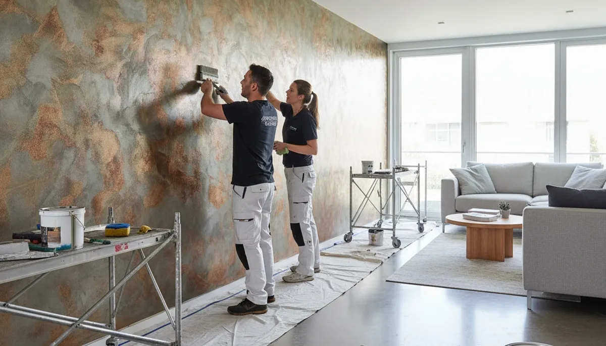 Faux painting finish on interior wall by expert painters in Lafayette, LA