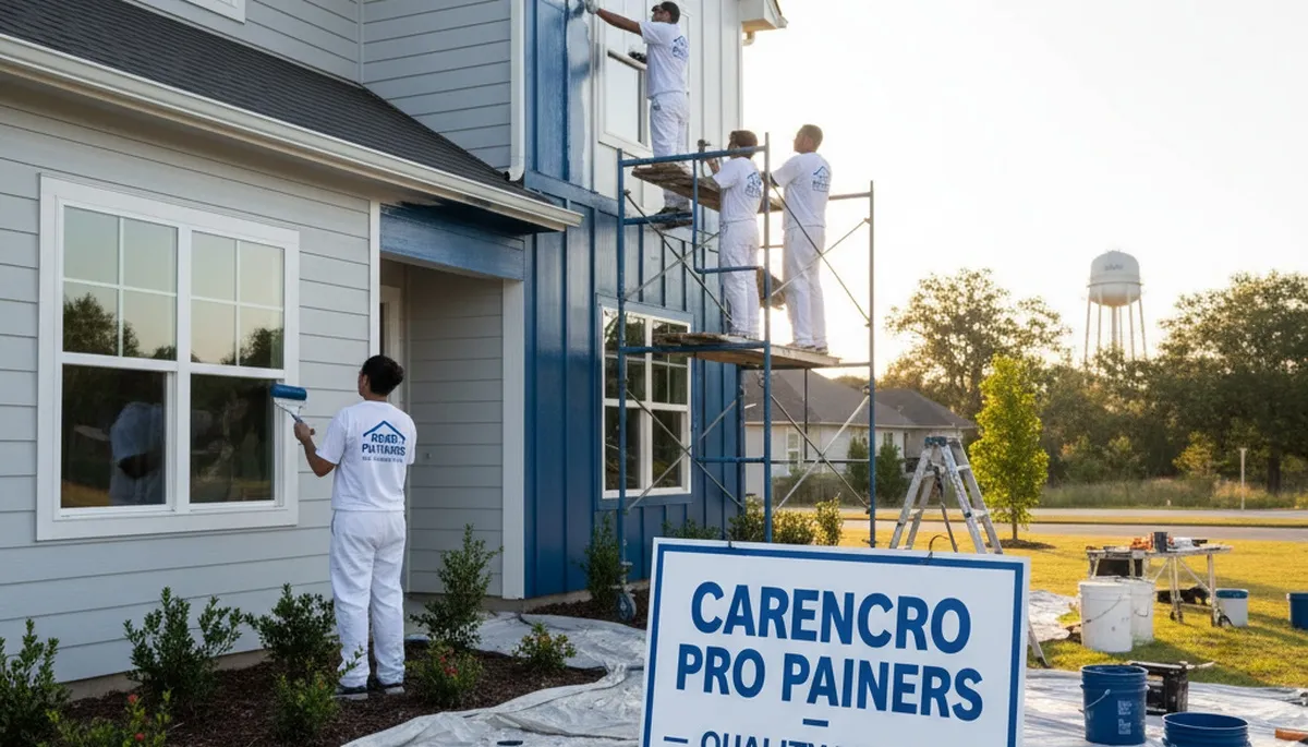 Professional house painters working on Lafayette LA home exterior repaint project